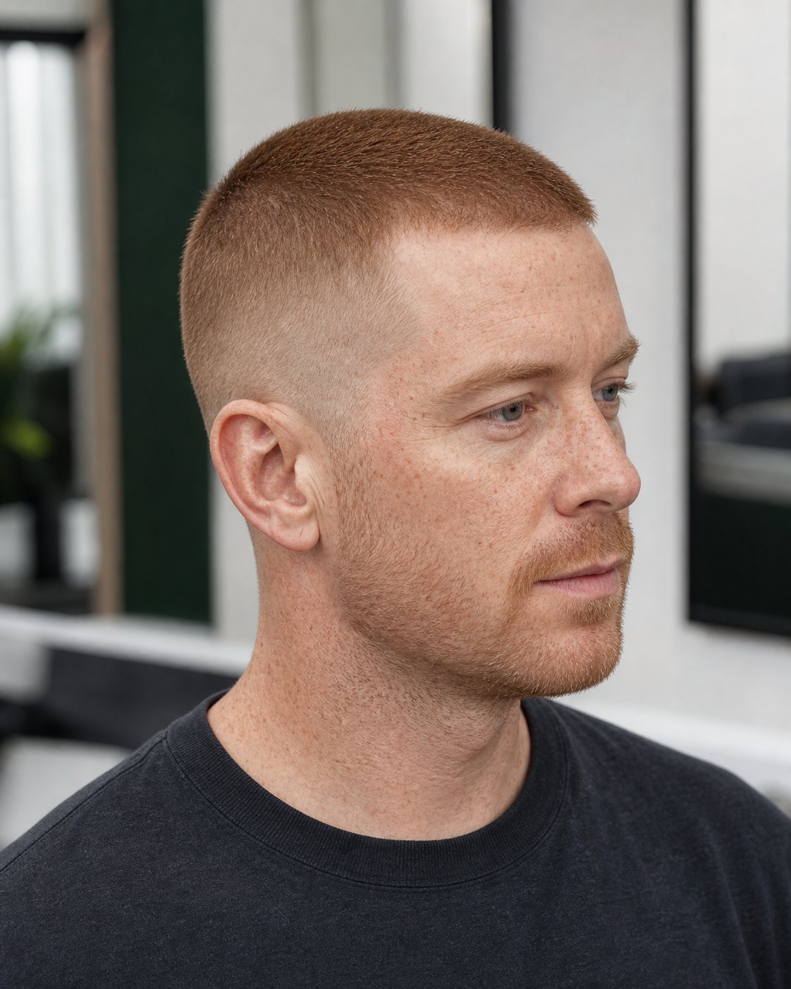 Clean buzz-fade hairstyle reference